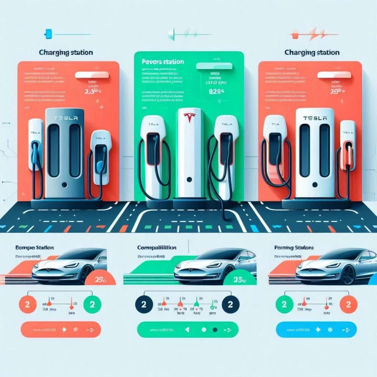 Infographie des meilleures bornes de recharge pour Tesla avec leurs caractéristiques comparatives.