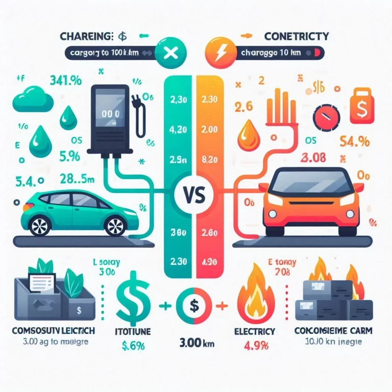 Comparaison des coûts entre une voiture électrique et un véhicule thermique sur un trajet de 100 km.