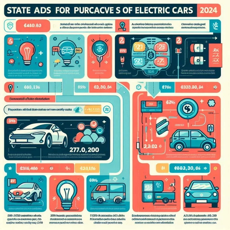 Infographie des aides de l'État pour l'achat de voitures électriques en 2024, avec des montants et conditions.