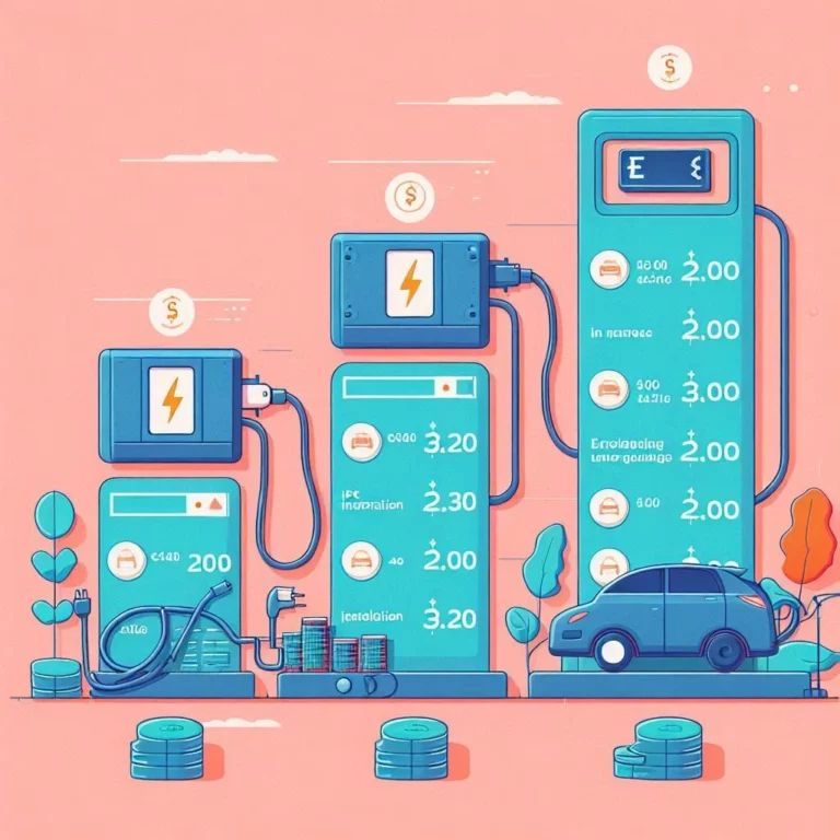 Tableau comparatif des coûts d'installation de bornes de recharge, incluant les frais d'équipement et d'installation sur fond coloré.